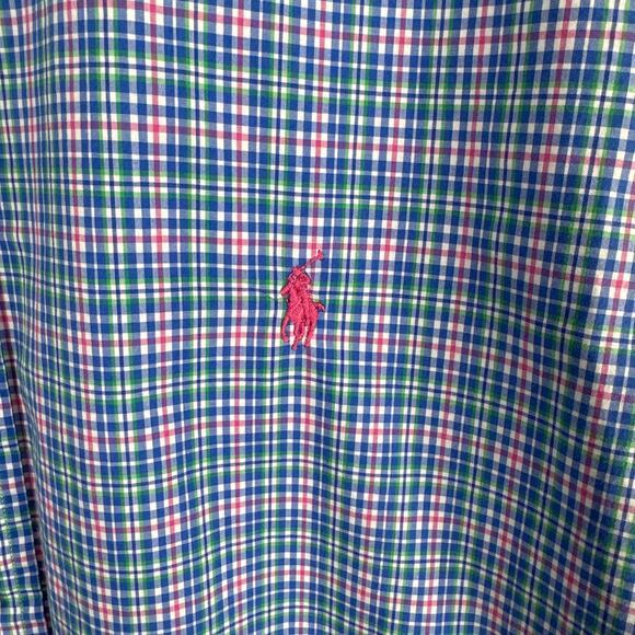 Ralph Lauren Blue Pink Pony Mens size L Button Down Long Sleeve Striped Shirt - Picture 8 of 8